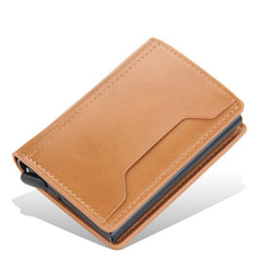 Men's Aluminum RFID Card Holder Anti-Theft Auto Flip Short Wallet