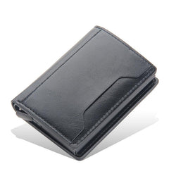 Men's Aluminum RFID Card Holder Anti-Theft Auto Flip Short Wallet