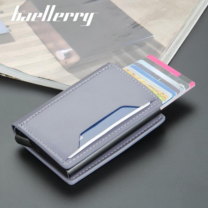 Men's Aluminum RFID Card Holder Anti-Theft Auto Flip Short Wallet