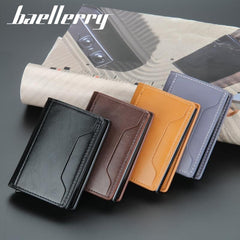 Men's Aluminum RFID Card Holder Anti-Theft Auto Flip Short Wallet