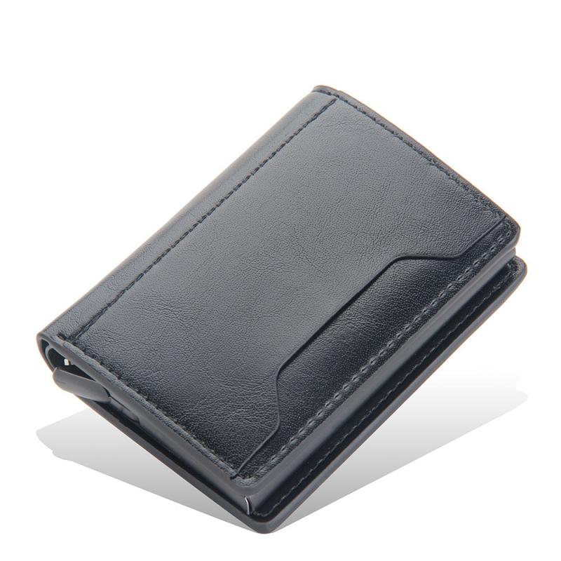 Men's Aluminum RFID Card Holder Anti-Theft Auto Flip Short Wallet