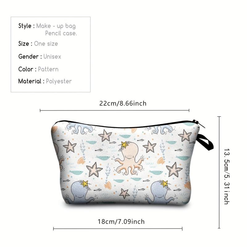 Octopus Pattern Zipper Pouch Lightweight Carry On Bag