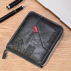 Men's Retro Zipper Wallet Small Coin Purse Card Holder