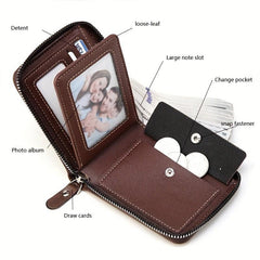Men's Retro Zipper Wallet Small Coin Purse Card Holder
