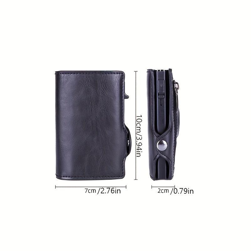 Men's RFID Blocking Card Holder Wallet with Zipper Coin Purse
