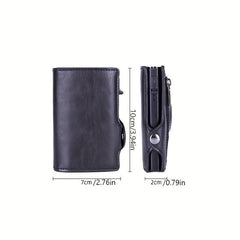 Men's RFID Blocking Card Holder Wallet with Zipper Coin Purse