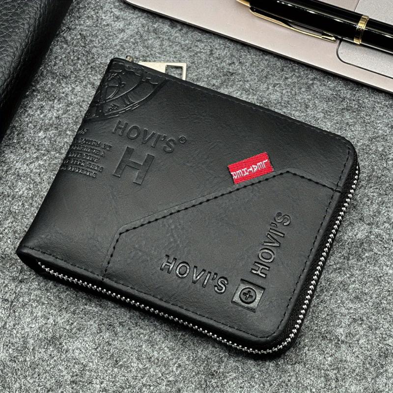 Men's Retro Letter Short Wallet With Card Slots Large Capacity