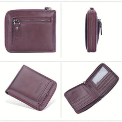 Men's Leather Large Capacity Card Holder Zipper Wallet Purse