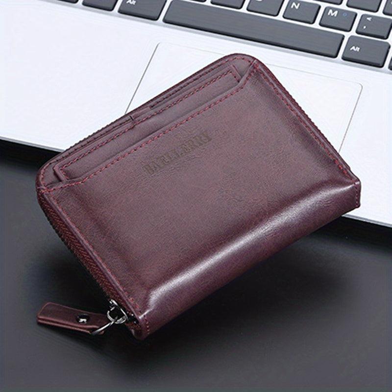 Men's Leather Large Capacity Card Holder Zipper Wallet Purse