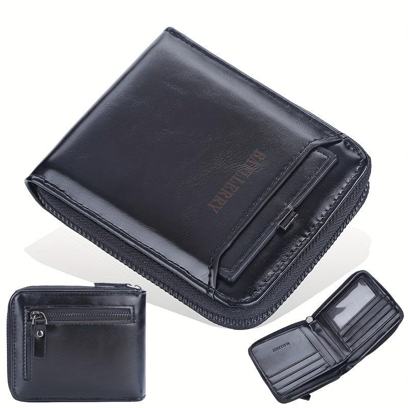 Men's Leather Large Capacity Card Holder Zipper Wallet Purse