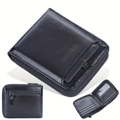 Men's Leather Large Capacity Card Holder Zipper Wallet Purse