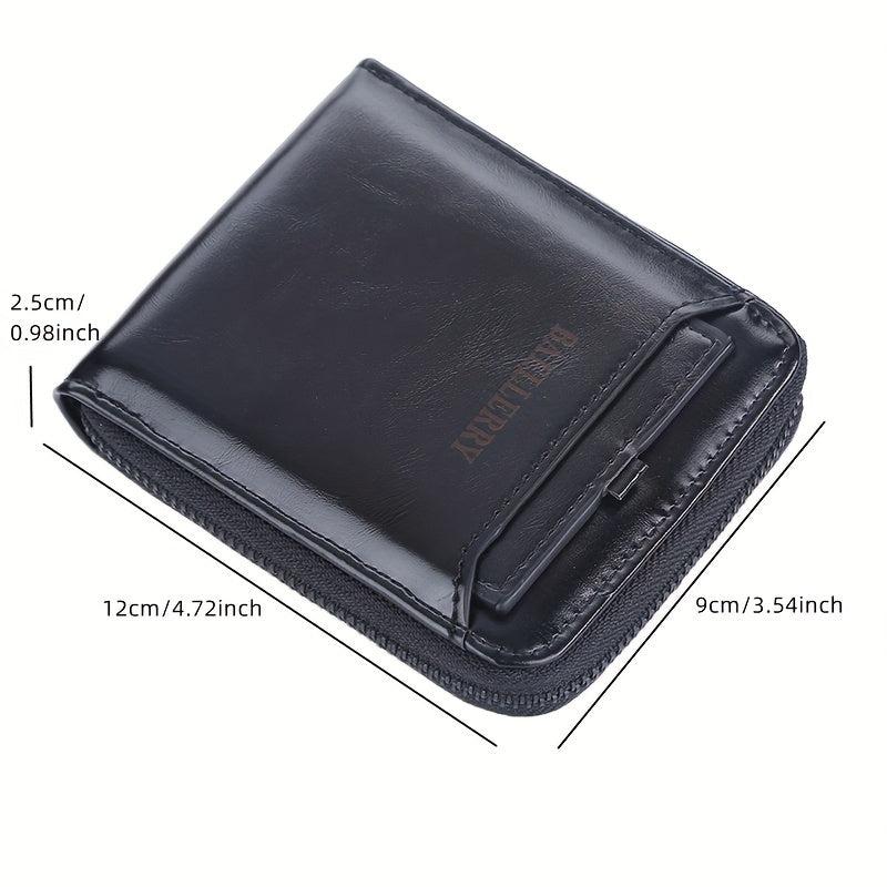 Men's Leather Large Capacity Card Holder Zipper Wallet Purse