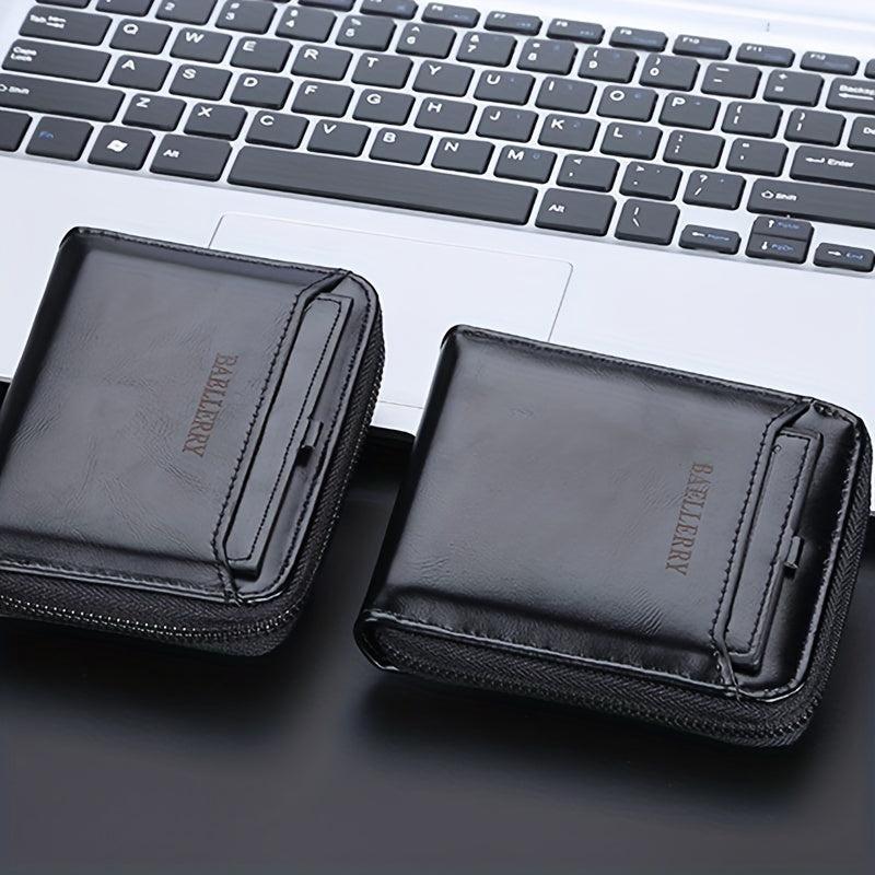 Men's Leather Large Capacity Card Holder Zipper Wallet Purse