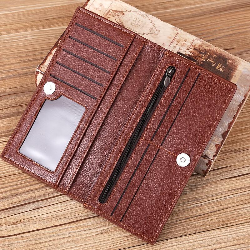 Men's Large Capacity Wallet with Zipper Closure