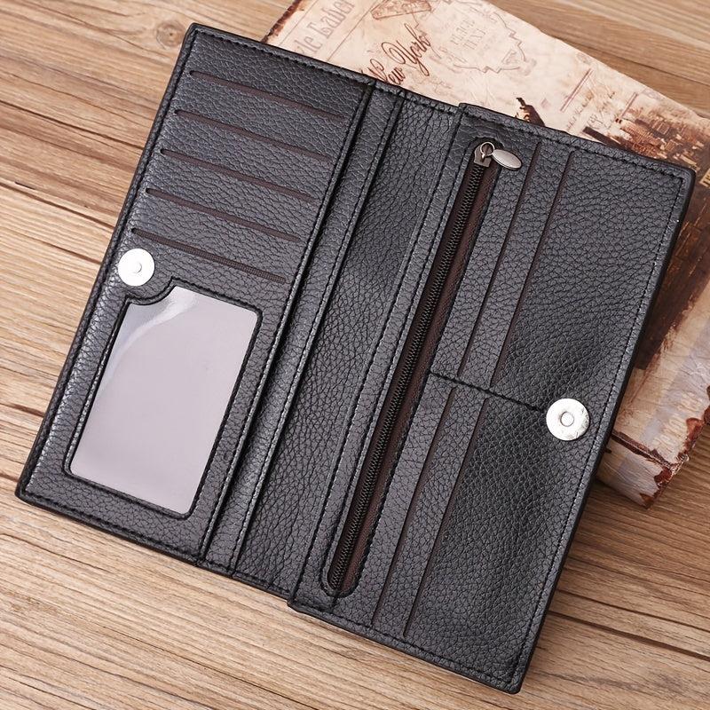 Men's Large Capacity Wallet with Zipper Closure