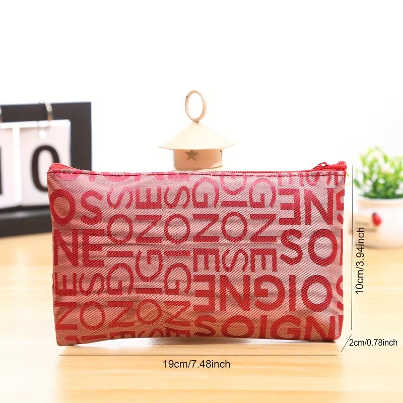 Letter Print Cosmetic Bag Zipper Portable Makeup Bag