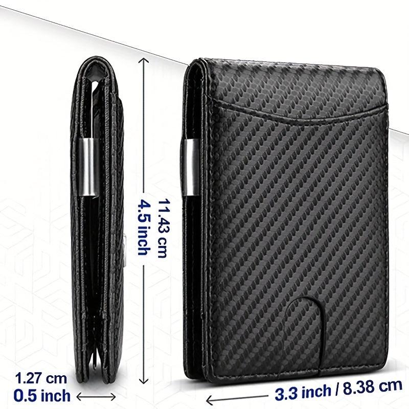 Men's Carbon Fiber Money Clip Card Holder Coin Purse