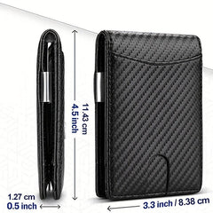 Men's Carbon Fiber Money Clip Card Holder Coin Purse