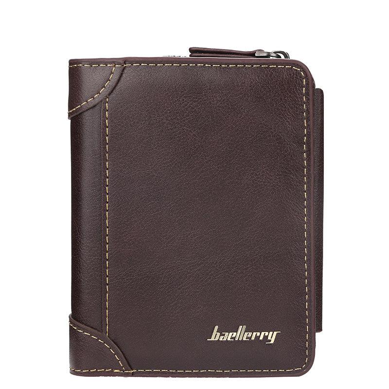 Men's Zipper Coin Purse Short Wallet w/ Card Slots