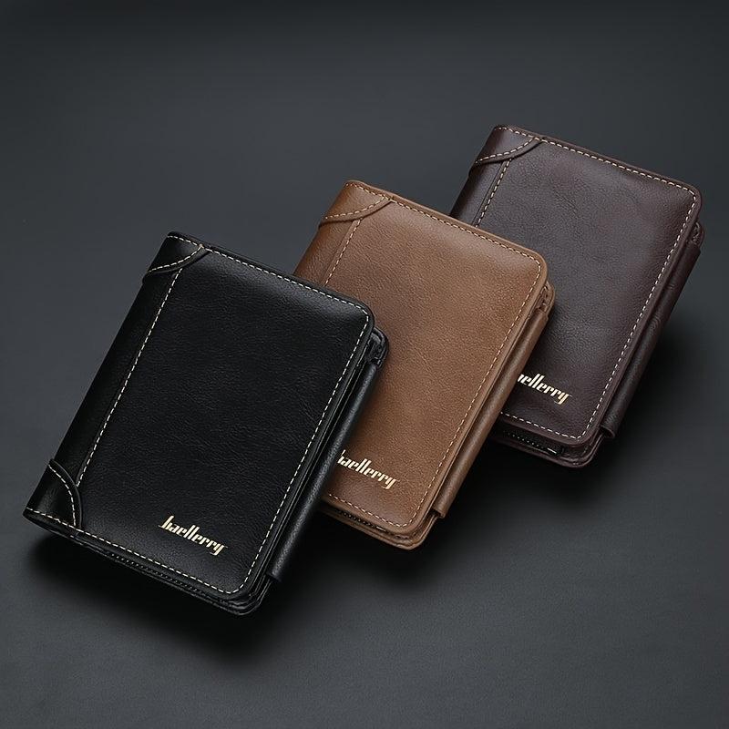 Men's Zipper Coin Purse Short Wallet w/ Card Slots