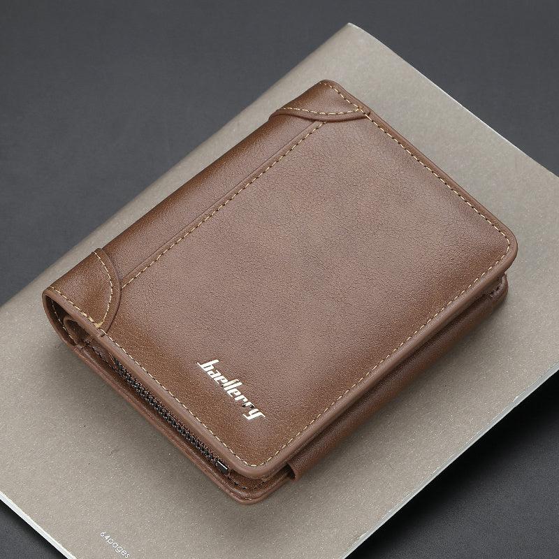 Men's Zipper Coin Purse Short Wallet w/ Card Slots