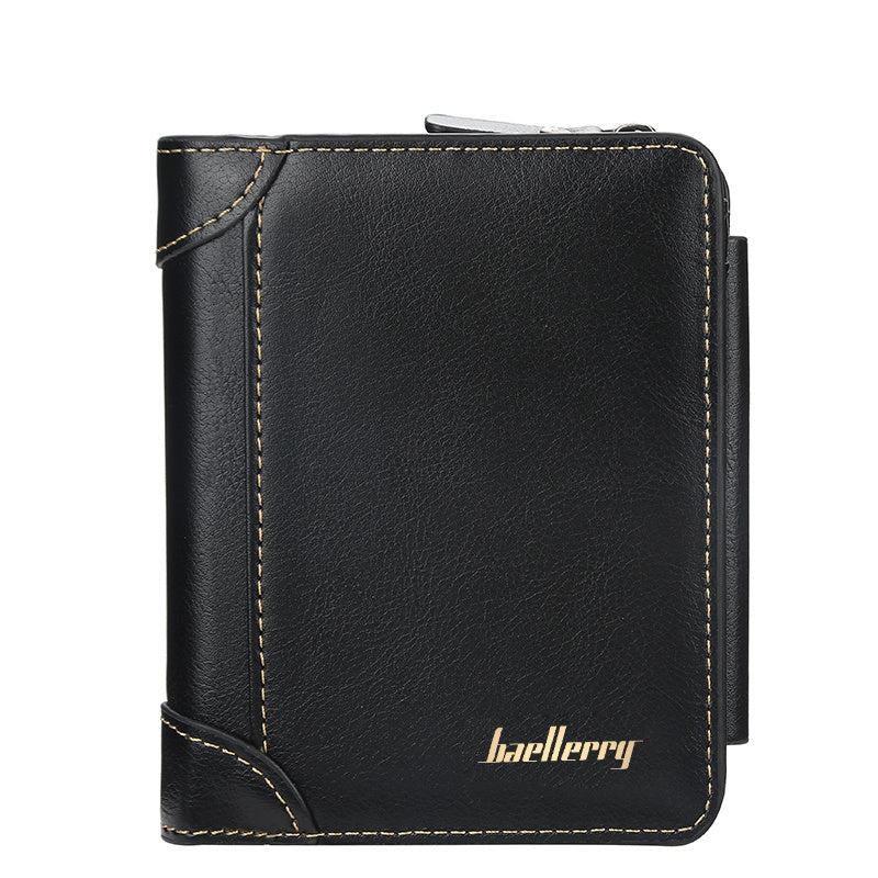 Men's Zipper Coin Purse Short Wallet w/ Card Slots
