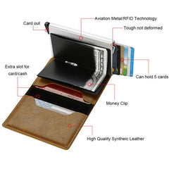 Men's RFID Blocking Card Holder Pop up card Credit Card Holder Money Clip