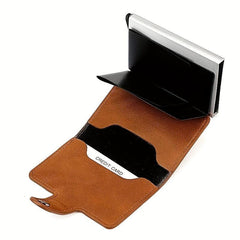 Vintage RFID Blocking Short Wallet Solid Coin Purse Portable Credit Card Holder