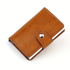 Vintage RFID Blocking Short Wallet Solid Coin Purse Portable Credit Card Holder