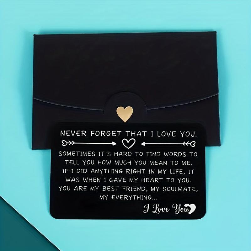 Never Forget That I Love You Engraved Aluminum Wallet Insert Card
