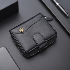 Men's Retro Zipper Wallet Buckle Wallet Multifunctional Short Wallet