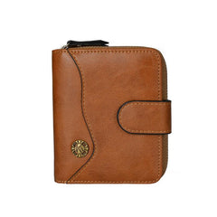 Men's Retro Zipper Wallet Buckle Wallet Multifunctional Short Wallet
