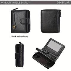 Men's Retro Zipper Wallet Buckle Wallet Multifunctional Short Wallet