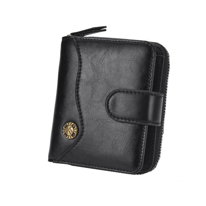 Men's Retro Zipper Wallet Buckle Wallet Multifunctional Short Wallet