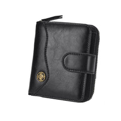 Men's Retro Zipper Wallet Buckle Wallet Multifunctional Short Wallet
