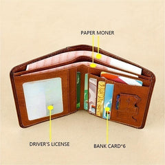 RFID Anti theft Brush Ultra thin Men's Leather Wallet Gift For Father