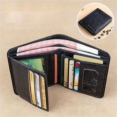 RFID Anti theft Brush Ultra thin Men's Leather Wallet Gift For Father