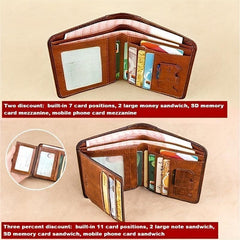 RFID Anti theft Brush Ultra thin Men's Leather Wallet Gift For Father