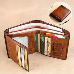 RFID Anti theft Brush Ultra thin Men's Leather Wallet Gift For Father