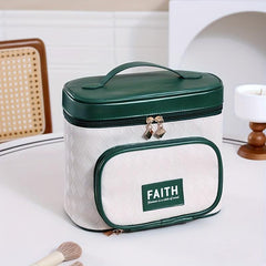 Argyle Pattern Cosmetic Bag Colorblock Zipper Toiletry Wash Bag