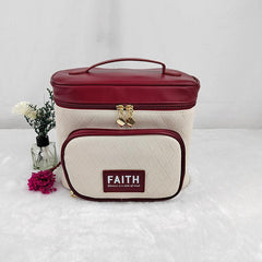Argyle Pattern Cosmetic Bag Colorblock Zipper Toiletry Wash Bag