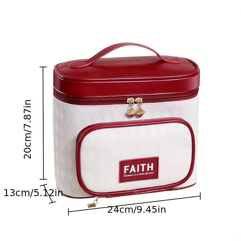 Argyle Pattern Cosmetic Bag Colorblock Zipper Toiletry Wash Bag