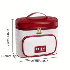 Argyle Pattern Cosmetic Bag Colorblock Zipper Toiletry Wash Bag