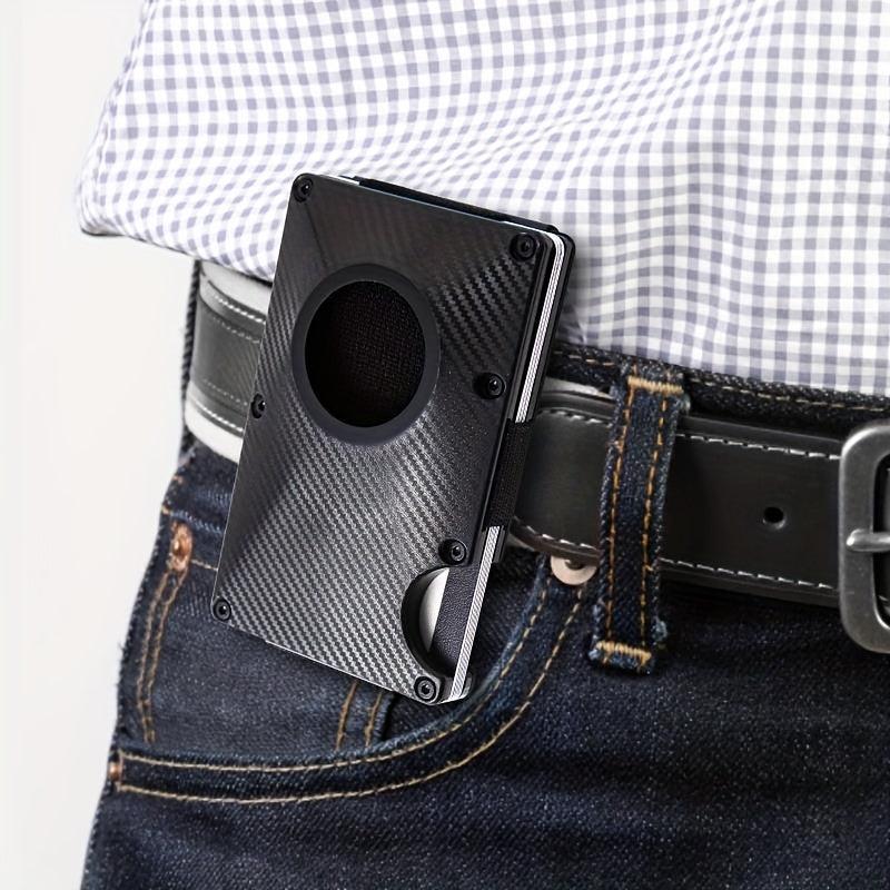 Gray Carbon Fiber Card Holder for Airtag - Anti Theft Brush Wallet