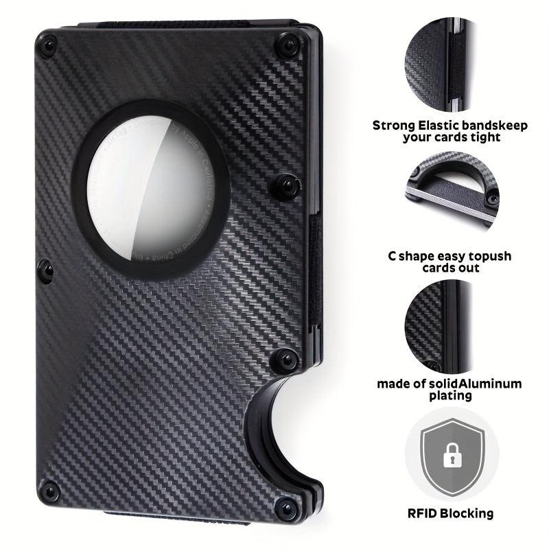 Gray Carbon Fiber Card Holder for Airtag - Anti Theft Brush Wallet