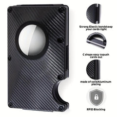 Gray Carbon Fiber Card Holder for Airtag - Anti Theft Brush Wallet