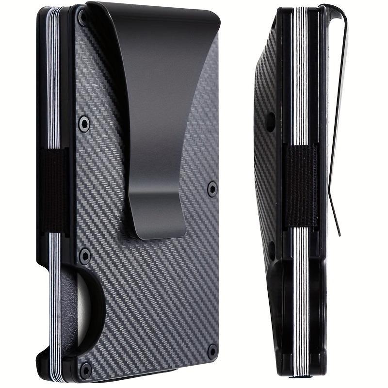 Gray Carbon Fiber Card Holder for Airtag - Anti Theft Brush Wallet