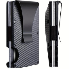 Gray Carbon Fiber Card Holder for Airtag - Anti Theft Brush Wallet