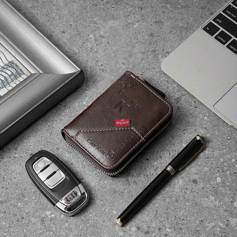 Men's Zipper Card Holder Short Wallet Large Capacity Coin Purse