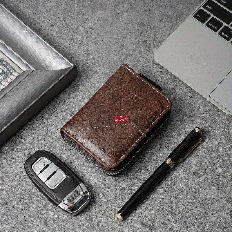 Men's Zipper Card Holder Short Wallet Large Capacity Coin Purse